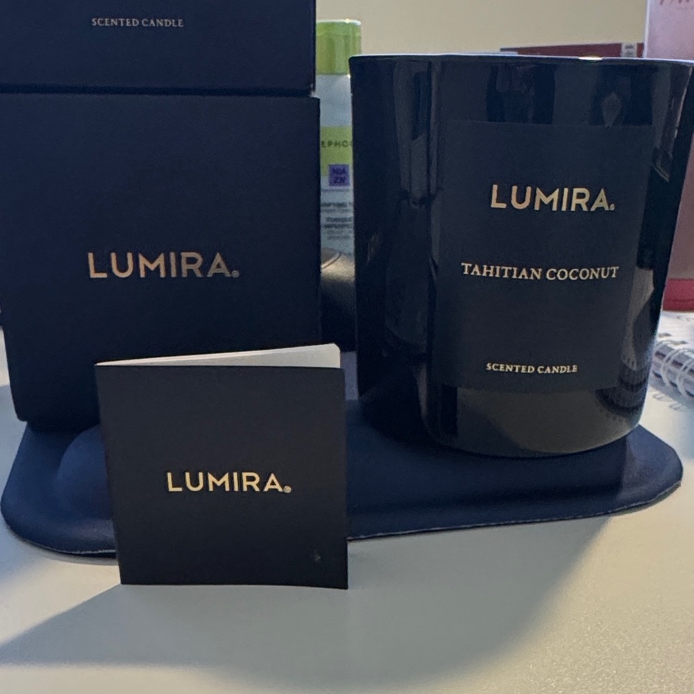 Lumira Tahitian Coconut Scented Candle - Black & Gold NWT FULL SIZE